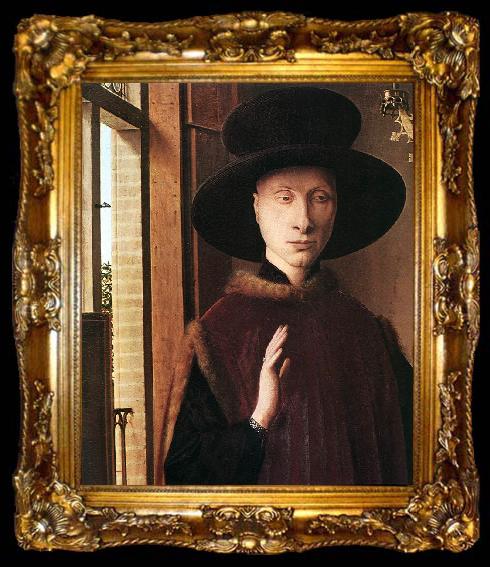 framed  EYCK, Jan van Portrait of Giovanni Arnolfini and his Wife (detail) dre, ta009-2